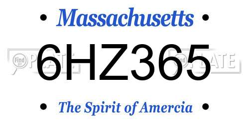6HZ365 Massachusetts License Plate
