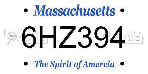 6HZ394 Massachusetts License Plate