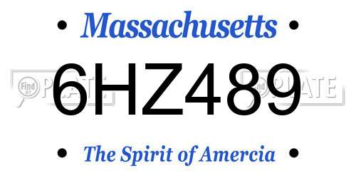 6HZ489 Massachusetts License Plate