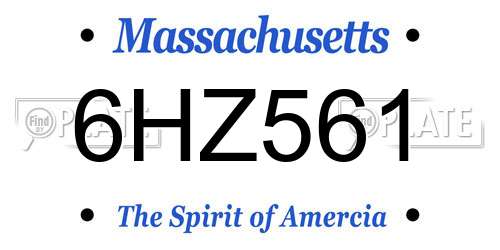 6HZ561 Massachusetts License Plate