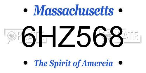6HZ568 Massachusetts License Plate