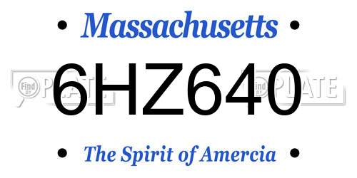 6HZ640 Massachusetts License Plate
