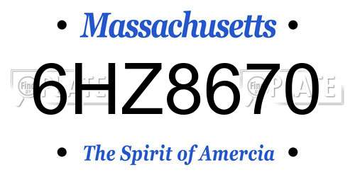 6HZ8670 Massachusetts License Plate