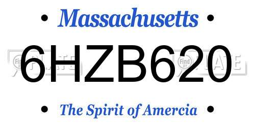 6HZB620 Massachusetts License Plate