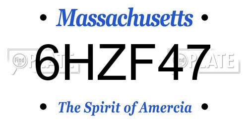 6HZF47 Massachusetts License Plate