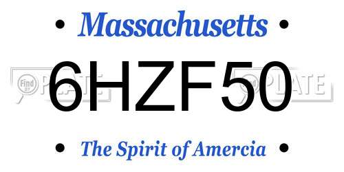 6HZF50 Massachusetts License Plate