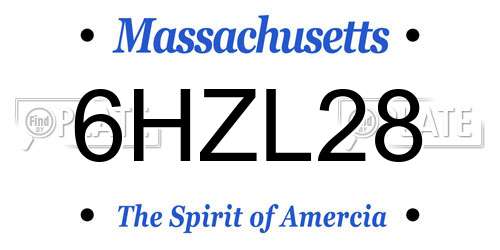 6HZL28 Massachusetts License Plate