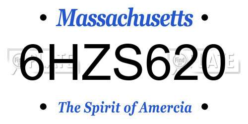6HZS620 Massachusetts License Plate