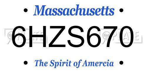 6HZS670 Massachusetts License Plate