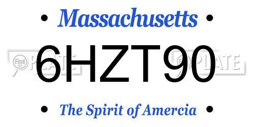 6HZT90 Massachusetts License Plate