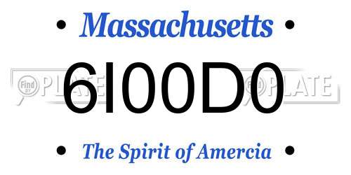6I00D0 Massachusetts License Plate