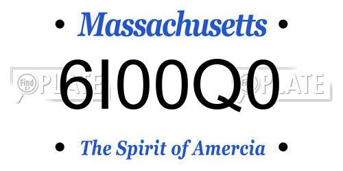 6I00Q0 Massachusetts License Plate