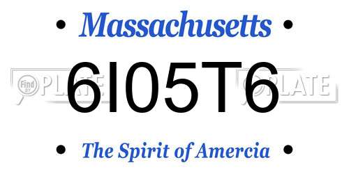 6I05T6 Massachusetts License Plate
