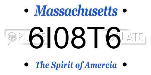6I08T6 Massachusetts License Plate