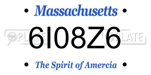 6I08Z6 Massachusetts License Plate