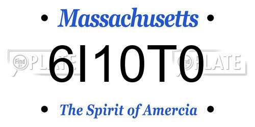 6I10T0 Massachusetts License Plate