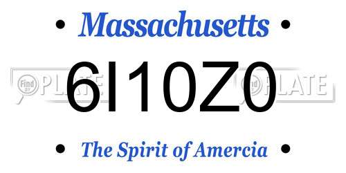 6I10Z0 Massachusetts License Plate
