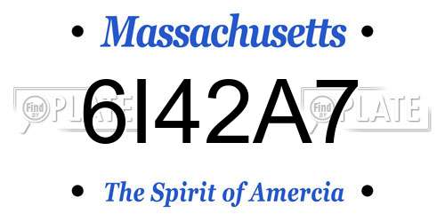 6I42A7 Massachusetts License Plate