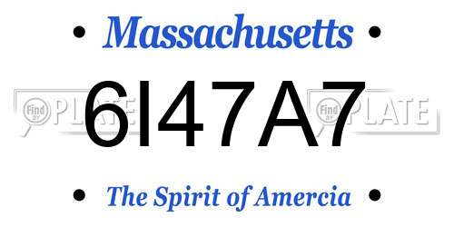 6I47A7 Massachusetts License Plate