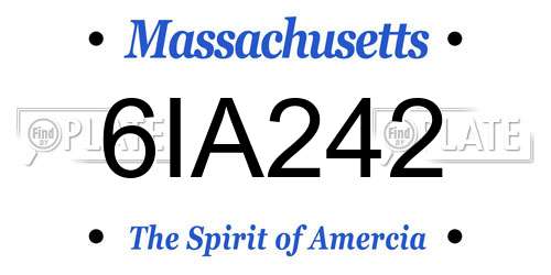 6IA242 Massachusetts License Plate