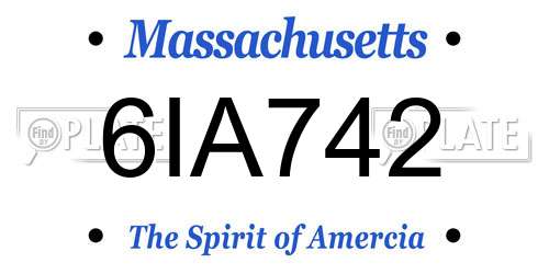 6IA742 Massachusetts License Plate