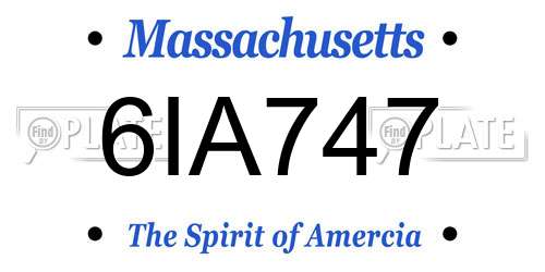6IA747 Massachusetts License Plate