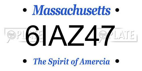 6IAZ47 Massachusetts License Plate