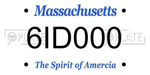 6ID000 Massachusetts License Plate