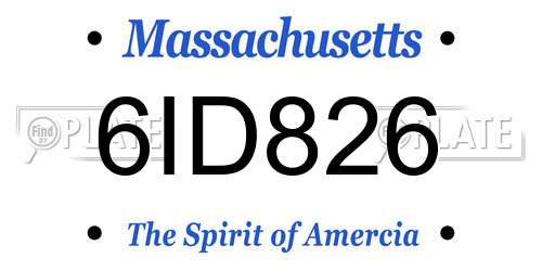 6ID826 Massachusetts License Plate