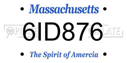 6ID876 Massachusetts License Plate