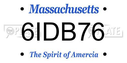 6IDB76 Massachusetts License Plate