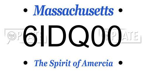 6IDQ00 Massachusetts License Plate