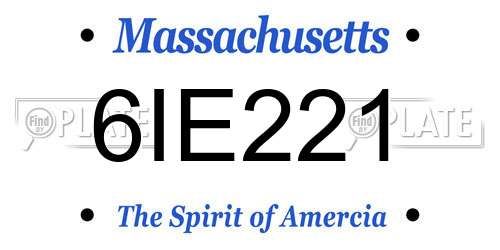 6IE221 Massachusetts License Plate