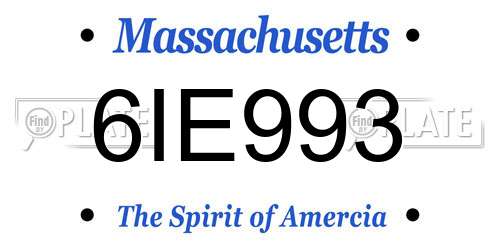 6IE993 Massachusetts License Plate