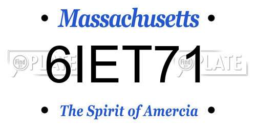 6IET71 Massachusetts License Plate