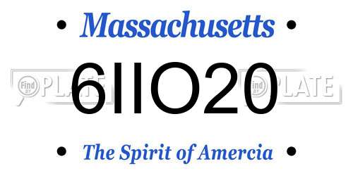 6IIO20 Massachusetts License Plate