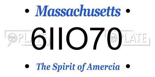6IIO70 Massachusetts License Plate