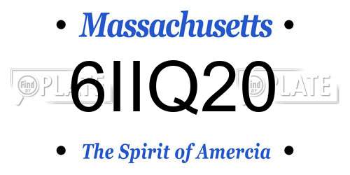 6IIQ20 Massachusetts License Plate