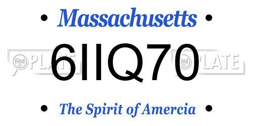 6IIQ70 Massachusetts License Plate