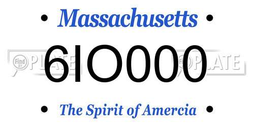 6IO000 Massachusetts License Plate