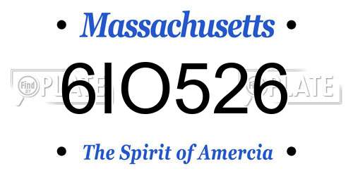 6IO526 Massachusetts License Plate