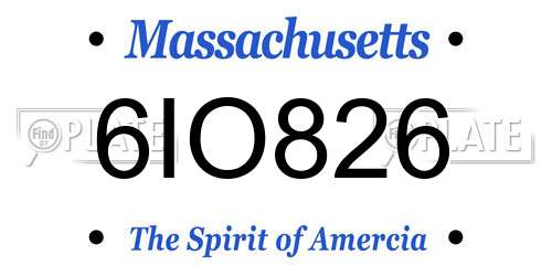 6IO826 Massachusetts License Plate