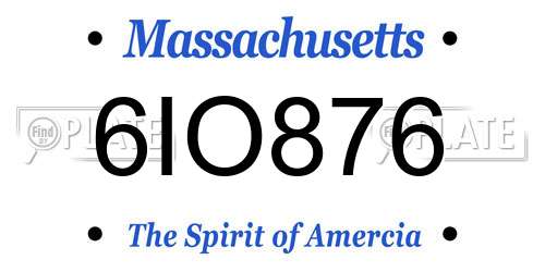 6IO876 Massachusetts License Plate