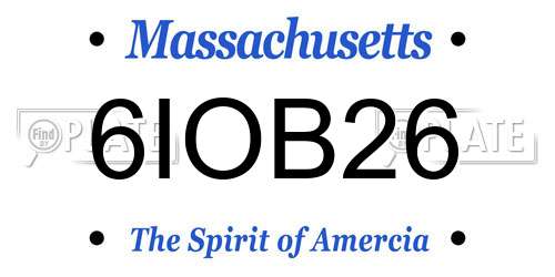 6IOB26 Massachusetts License Plate