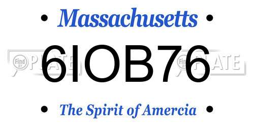 6IOB76 Massachusetts License Plate