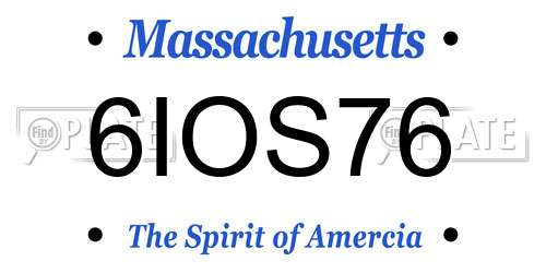 6IOS76 Massachusetts License Plate