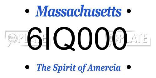 6IQ000 Massachusetts License Plate