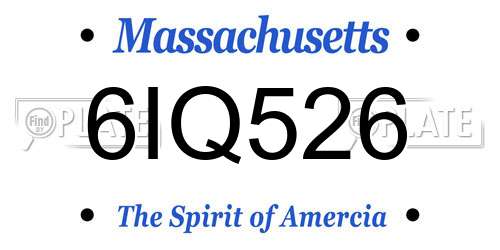 6IQ526 Massachusetts License Plate