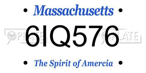 6IQ576 Massachusetts License Plate