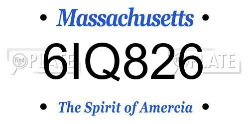 6IQ826 Massachusetts License Plate